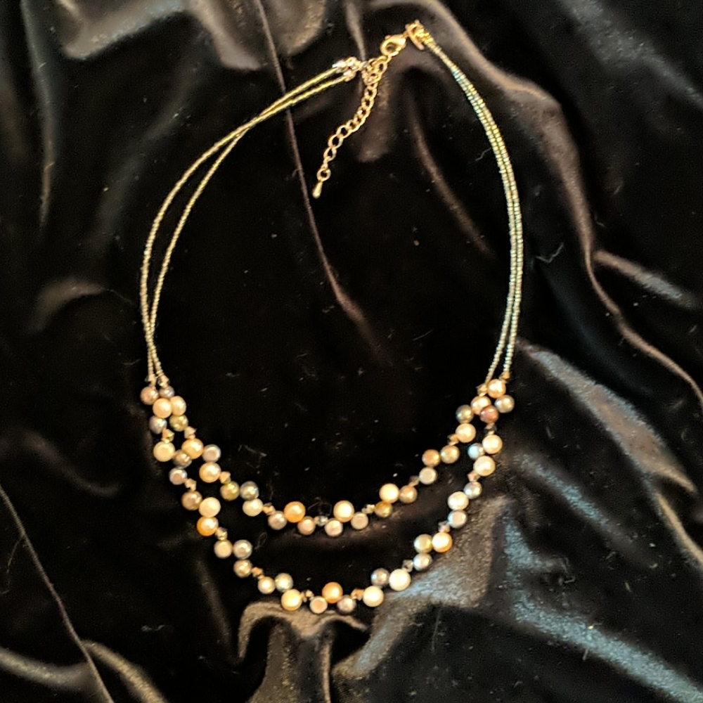 Lia Sophia freshwater pearl and crystal necklace
